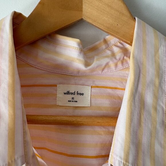 Aritzia Wilfred Free Relaxed Button Up Cotton Shirt NWT Barlowe Aprc/Lilac Sz XS - Picture 6 of 8